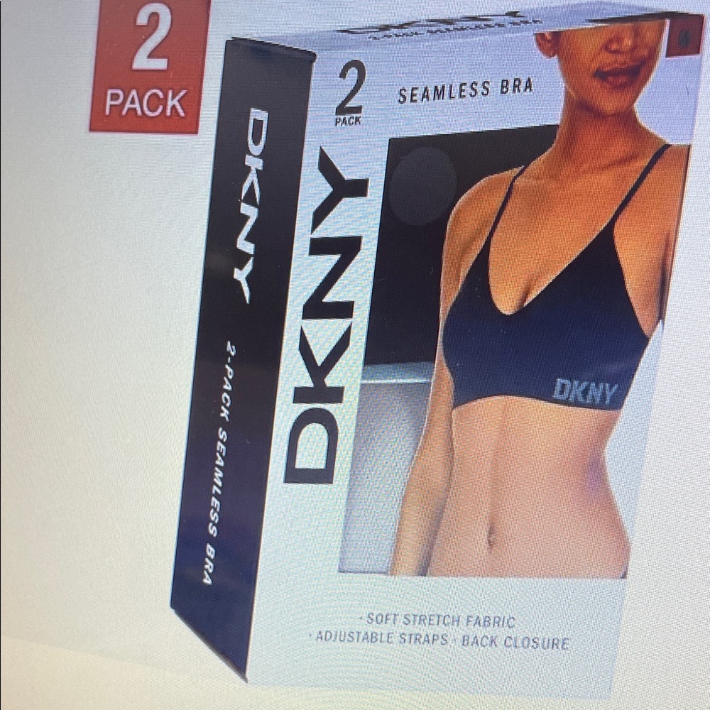 DKNY Women Seamless Bra Wire Free Pull On 2-pack, Black & Sand, X-Large /Z5